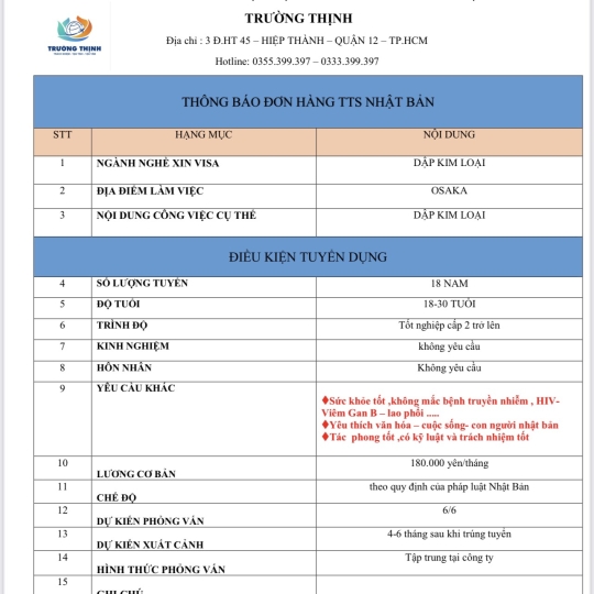ĐƠN HÀNG TTS DẬP KIM LOẠI